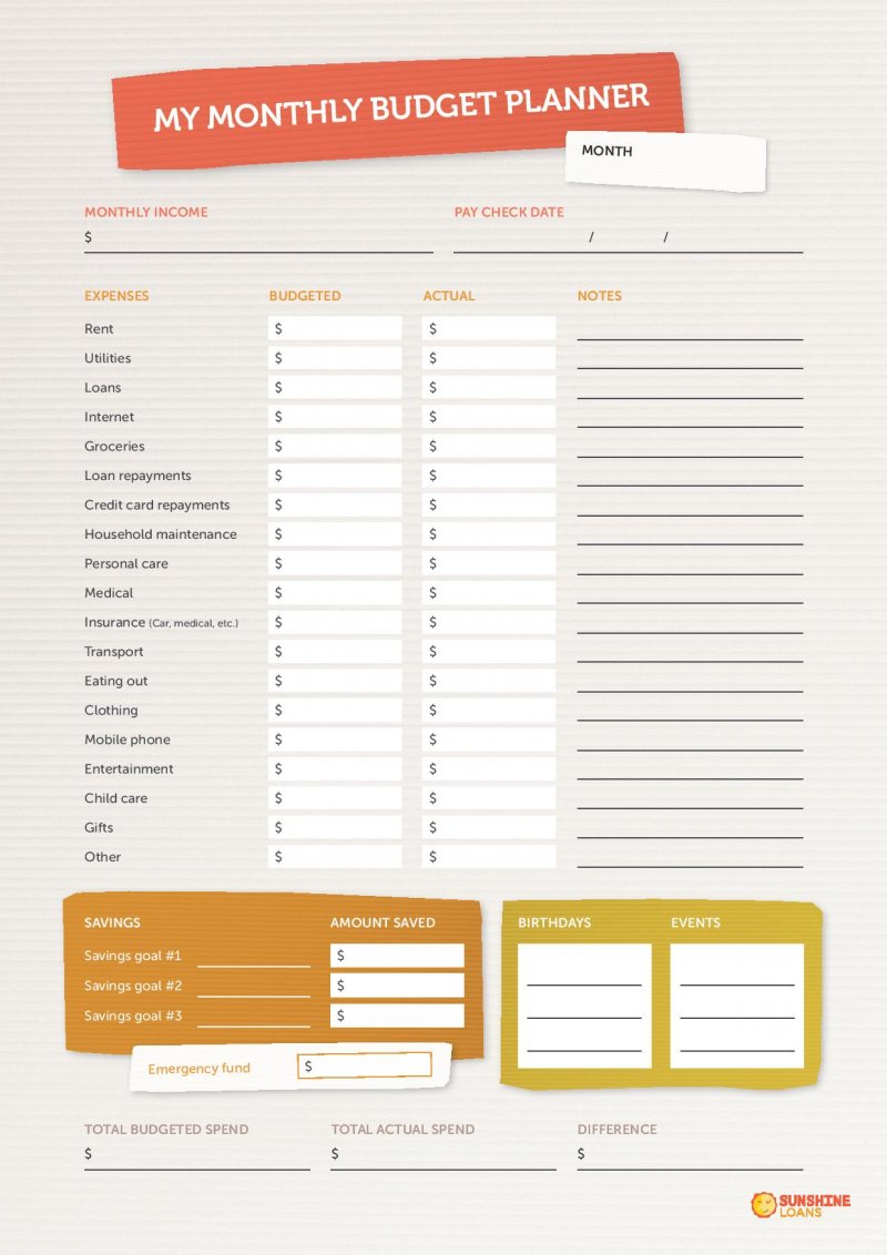 free printable monthly budget planner template
